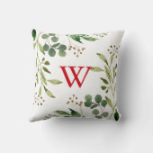 フェスティバル冬の緑の水の色モノグラム クッション (裏面)
