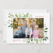 フェスティバル冬の緑エレガントの葉写真 シーズンカード (正面)