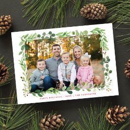 フェスティバル冬の緑エレガントの葉写真 シーズンカード