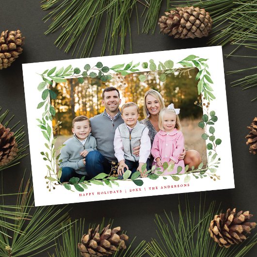 フェスティバル冬の緑エレガントの葉写真 シーズンカード