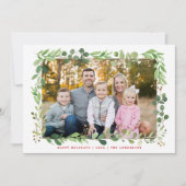 フェスティバル冬の緑エレガントの葉写真 シーズンカード (正面)