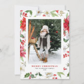 フェスティバル冬の花のパターンのクリスマスフォト シーズンカード (正面)