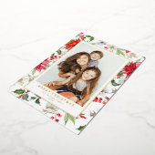 フェスティバル冬の花のパターンのクリスマスフォト 箔シーズンカード (回転した状態)