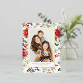 フェスティバル冬の花のパターンのクリスマスフォト 箔シーズンポストカード (立ち正面)