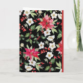 フェスティバル冬の花のパターン黒い写真 シーズンカード (裏面)