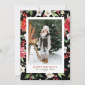 フェスティバル冬の花パターン黒い写真 シーズンカード (正面)