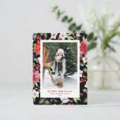 フェスティバル冬の花パターン黒い写真 シーズンポストカード (スタンド正面)