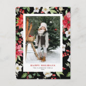 フェスティバル冬の花パターン黒い写真 シーズンポストカード (正面)