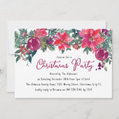 フェスティバル冬の花模様とベリーのクリスマスパーティー 招待状 (正面)