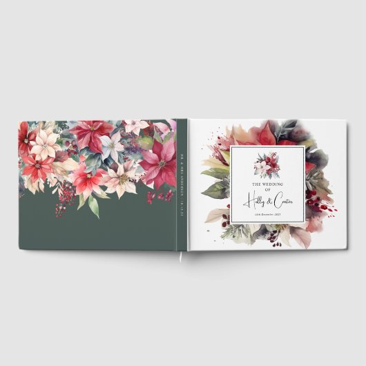 フェスティバル冬の花模様結婚クリスマス ゲストブック (全面)