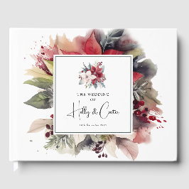 フェスティバル冬の花模様結婚クリスマス ゲストブック