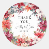 フェスティバル冬の花模様結婚クリスマス ラウンドシール (正面)