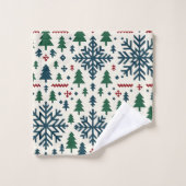 フェスティバル冬の雪片パターン バスタオルセット (ウォッシュタオル)