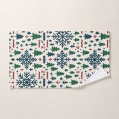 フェスティバル冬の雪片パターン バスタオルセット (ハンドタオル)