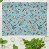 フェスティバル冬の鳥クリスマスパターン キッチンタオル (折り畳み)