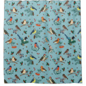 フェスティバル冬の鳥クリスマスパターン シャワーカーテン (正面)