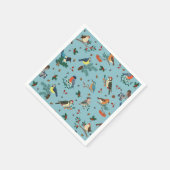 フェスティバル冬の鳥クリスマスパターン スタンダードカクテルナプキン (角)