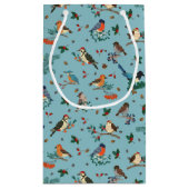 フェスティバル冬の鳥クリスマスパターン スモールペーパーバッグ (裏面)