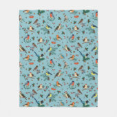 フェスティバル冬の鳥クリスマスパターン フリースブランケット (正面)