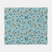 フェスティバル冬の鳥クリスマスパターン フリースブランケット (正面(横))