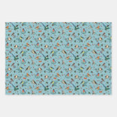 フェスティバル冬の鳥クリスマスパターン ラッピングペーパーシート (正面)