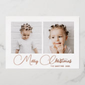 フェスティバル冬の鹿パターン2つのフォトフォイル 箔シーズンカード (正面)