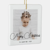 フェスティバル冬の鹿フォトクリスマスホワイト セラミックオーナメント (右)