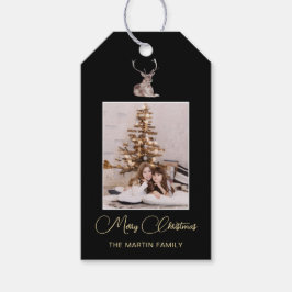 フェスティバル冬の鹿フォトクリスマス ギフトタグ