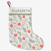 フェスティバル冬フローラウィズモノグラムホリデイ スモールクリスマスストッキング (正面)