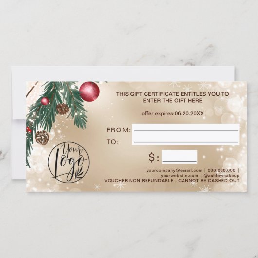 フェスティバル冬リースロゴ金ゴールドギフト証明書 (裏面)