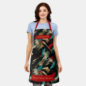 フェスティバル冬抽象芸術エプロン名前をカスタムする エプロン (着用した状態)