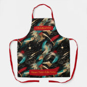 フェスティバル冬抽象芸術エプロン名前をカスタムする エプロン (正面)