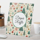フェスティバル冬柄ベビーシャワーおむつラッフル 台座サイン (インサイチュ)