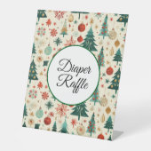 フェスティバル冬柄ベビーシャワーおむつラッフル 台座サイン (正面)