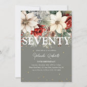 フェスティバル冬花模様70誕生日 招待状 (正面)