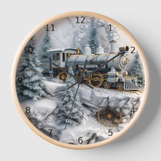 フェスティバル列車の雪山の旅 壁時計 (正面)