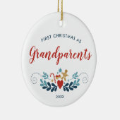 フェスティバル初めてのクリスマスを祖父母とカスタマイズする セラミックオーナメント (右)