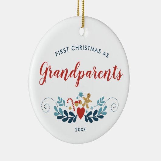 フェスティバル初めてのクリスマスを祖父母とカスタマイズする セラミックオーナメント (右)