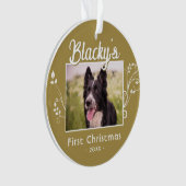 フェスティバル初めてのクリスマス子犬の名前の葉の写真 オーナメント (正面)