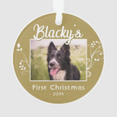 フェスティバル初めてのクリスマス子犬の名前の葉の写真 オーナメント (裏面)