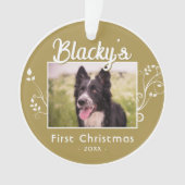 フェスティバル初めてのクリスマス子犬の名前の葉の写真 オーナメント (正面)