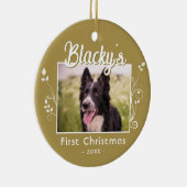フェスティバル初めてのクリスマス子犬の名前の葉の写真 セラミックオーナメント (右)