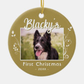 フェスティバル初めてのクリスマス子犬の名前の葉の写真 セラミックオーナメント (正面)