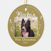 フェスティバル初めてのクリスマス子犬の名前の葉の写真 セラミックオーナメント (左)