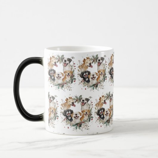 フェスティバル動物のクリスマスリースアート モーフィングマグカップ (左)