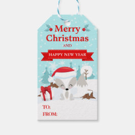 フェスティバル北極キツネinサンタハットクリスマス ギフトタグ