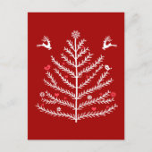 フェスティバル北欧クリスマスツリーディアダークレッド シーズンポストカード (正面)
