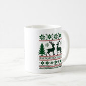フェスティバル北欧トナカイ模様メンズクリスマス コーヒーマグカップ (正面右)