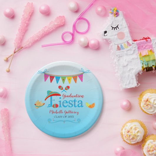 フェスティバル卒業フェスタパーソナライズされたブルーグラデーション ペーパープレート (パーティー)