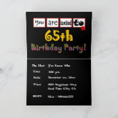 フェスティバル及びカラフルの第65誕生日のパーティの招待状 招待状 (内部)
